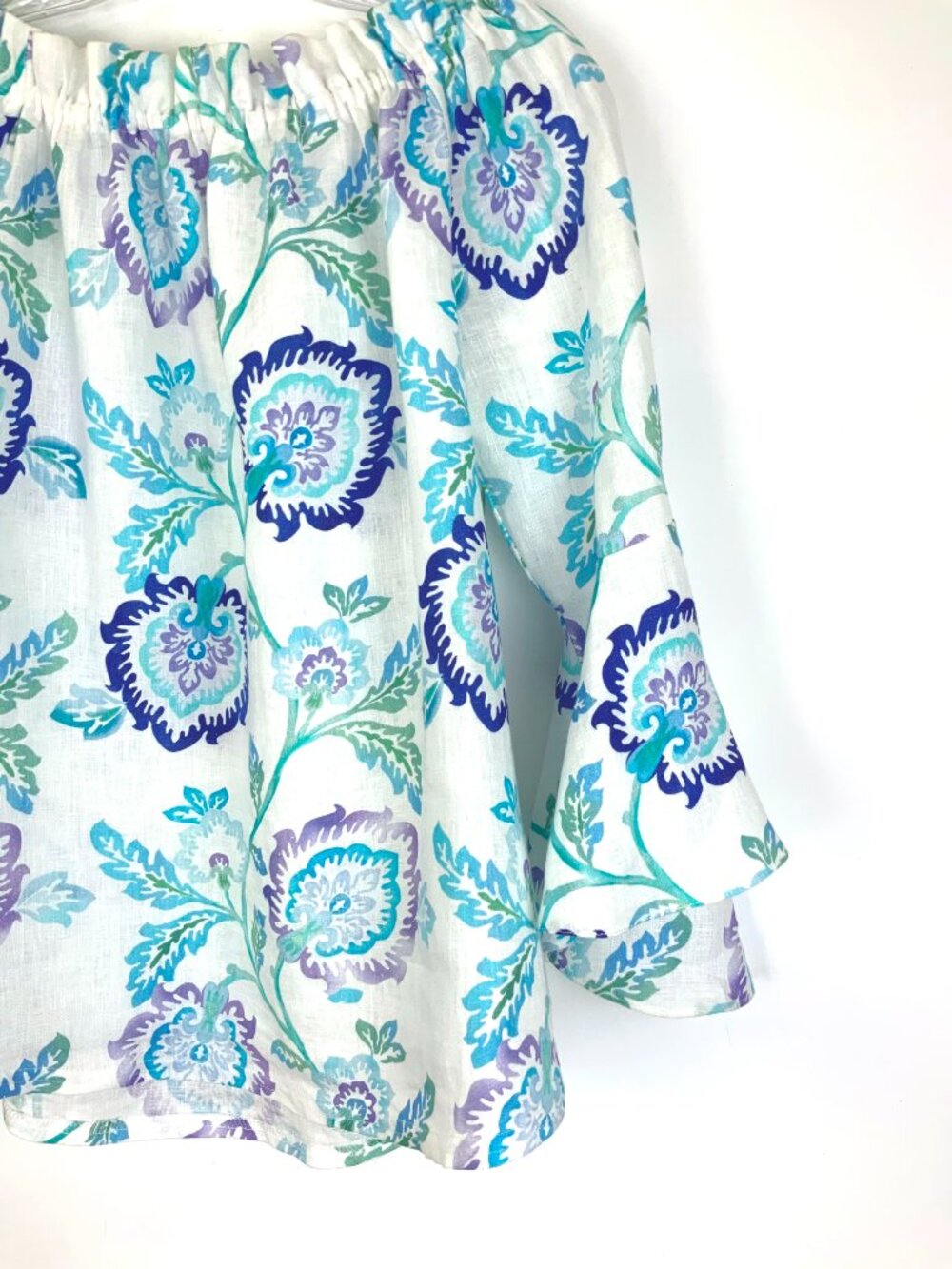 iLinen Lifestyle Floral Linen Ruffle Sleeve Peasant Blouse Sz S - Picture 8 of 16
